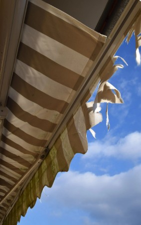 Striped awning
